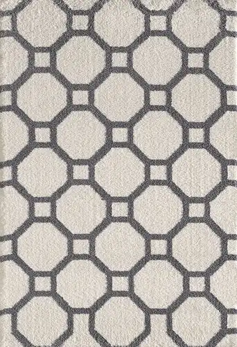 Modern Loom Silky Shag 5903 White Abstract Rug Product Image