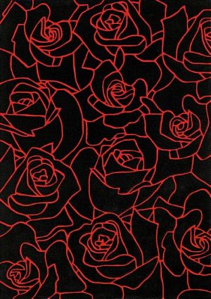 Name:Rose Petals Black Rug, Item id:26_0011-4477 (Medium Image)