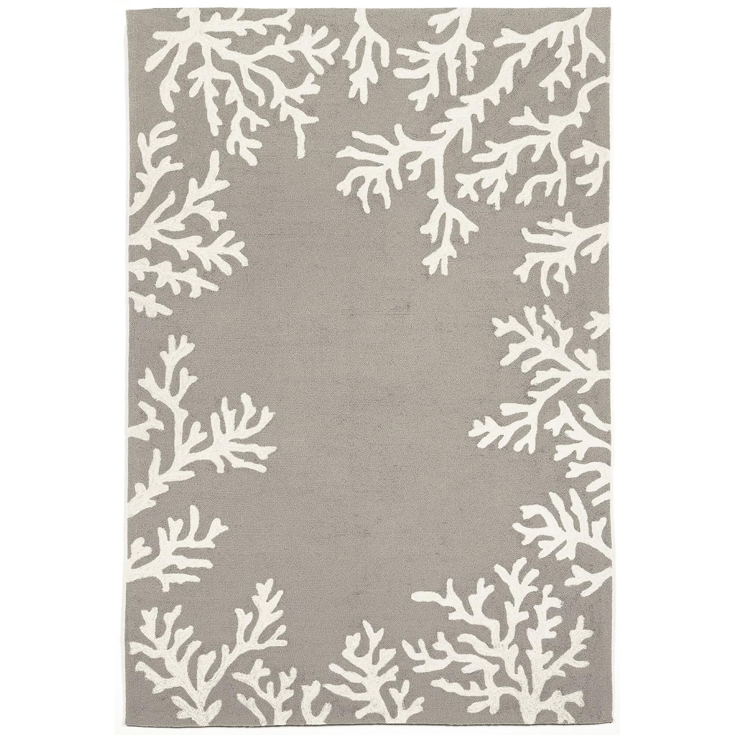 Liora Manne Capri Indoor/Outdoor Durable Hand-Tufted  UV Stabilized Rug- Coral Border Silver  Product Image