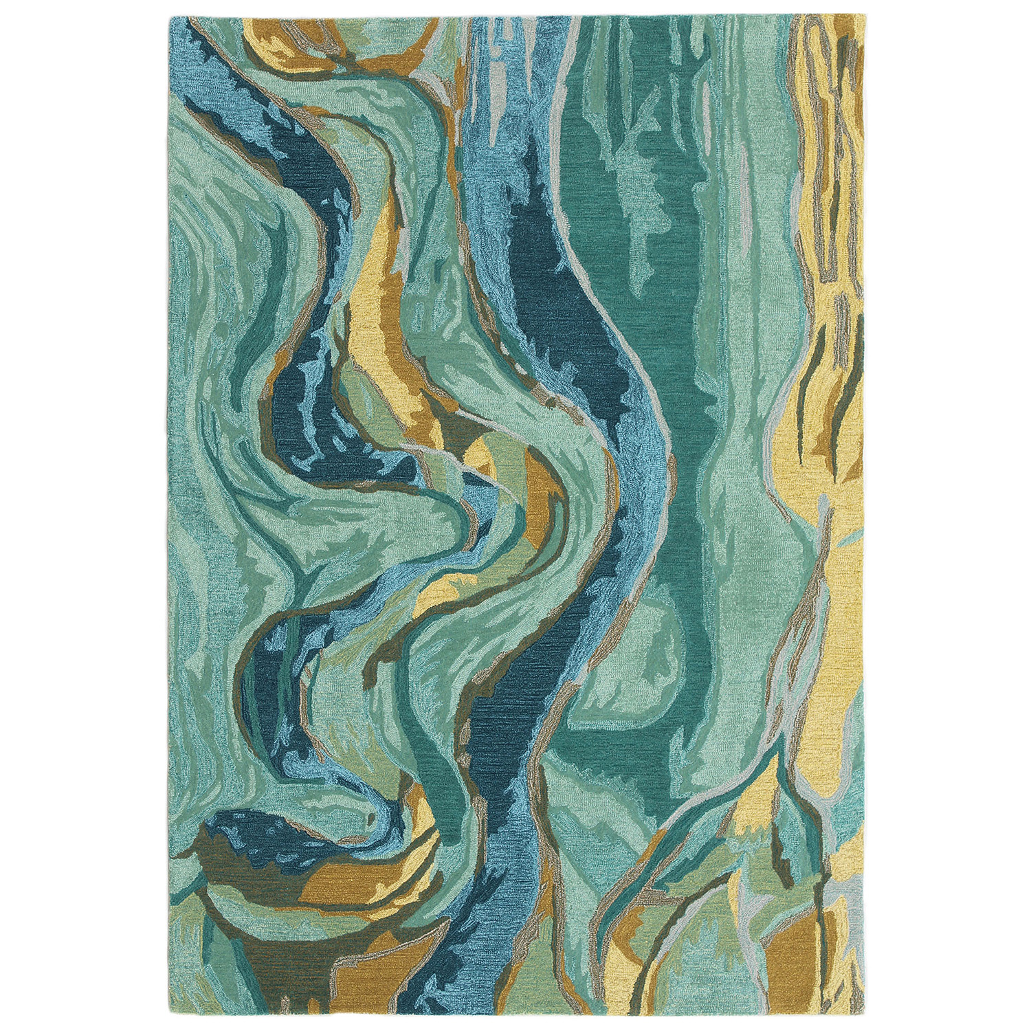 Liora Manne Corsica Plush Wool  Rectangular Indoor Rug-Abstract, Panorama Blue/Green  Product Image
