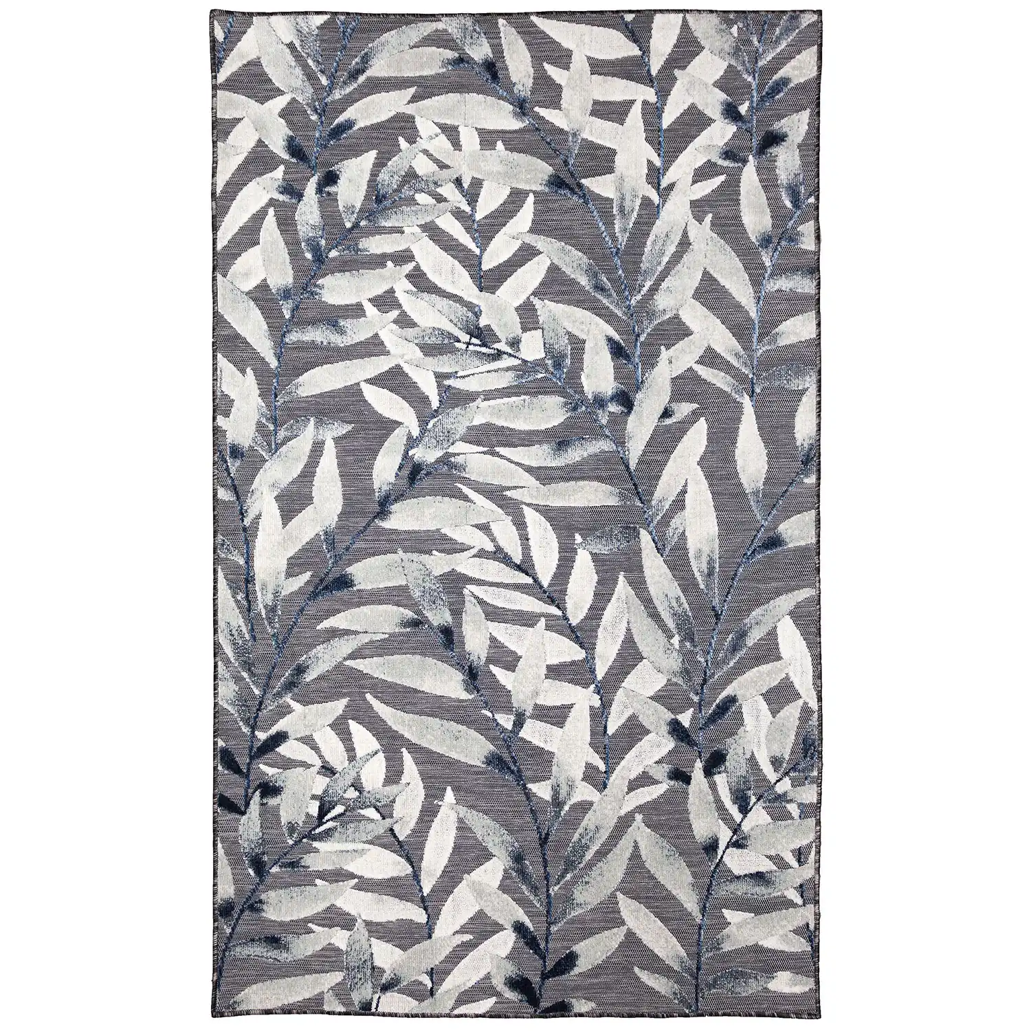 Liora Manne Canyon Low Profile Easy Care Rectangular Weather Resistant Rug-Botanical, Vines Charcoal Product Image