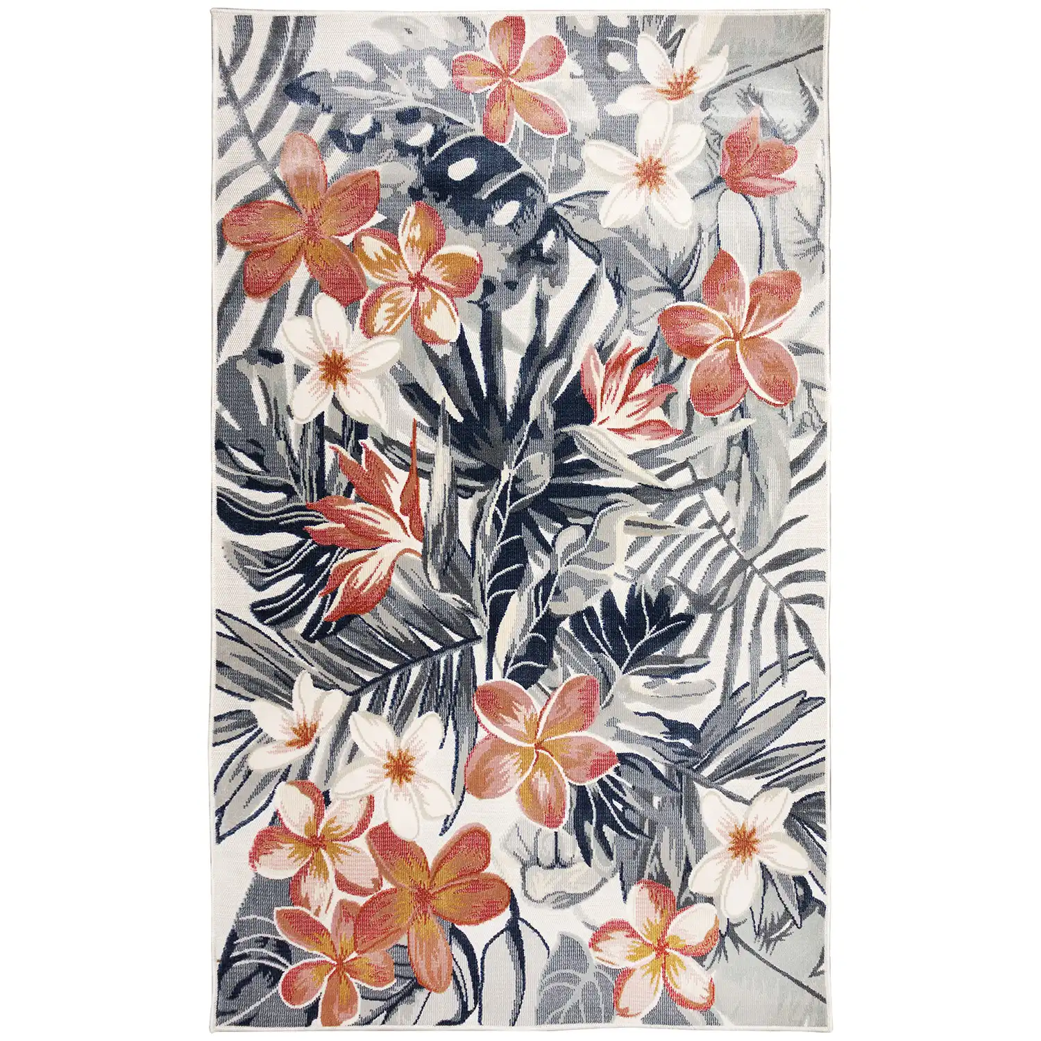 Liora Manne Canyon Low Profile Easy Care Rectangular Weather Resistant Rug-Floral, Paradise Ivory  Product Image