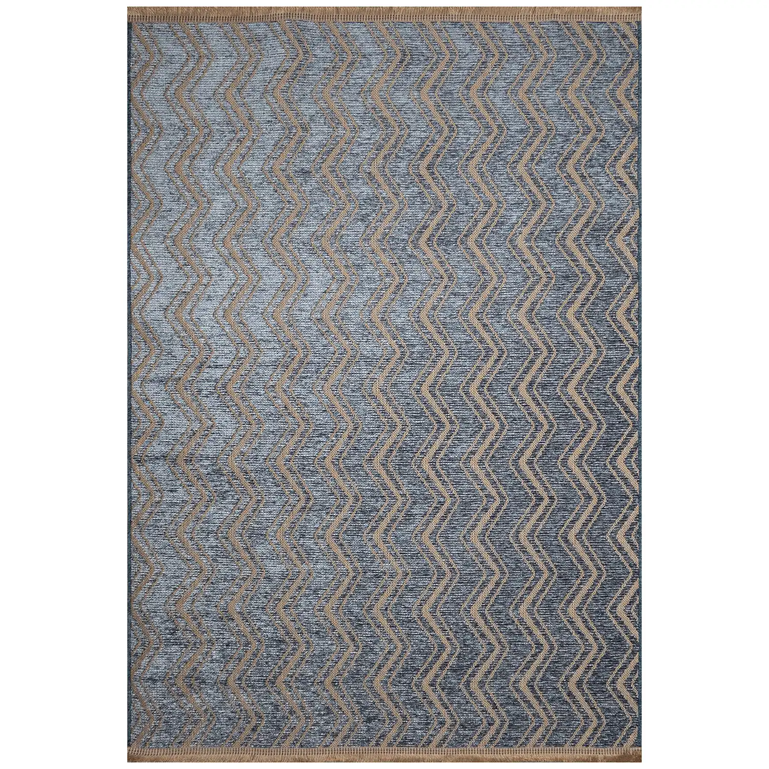 Liora Manne Mercer Low Profile  Non-Skid Indoor  Woven Rug- Zigzag Blue  Product Image