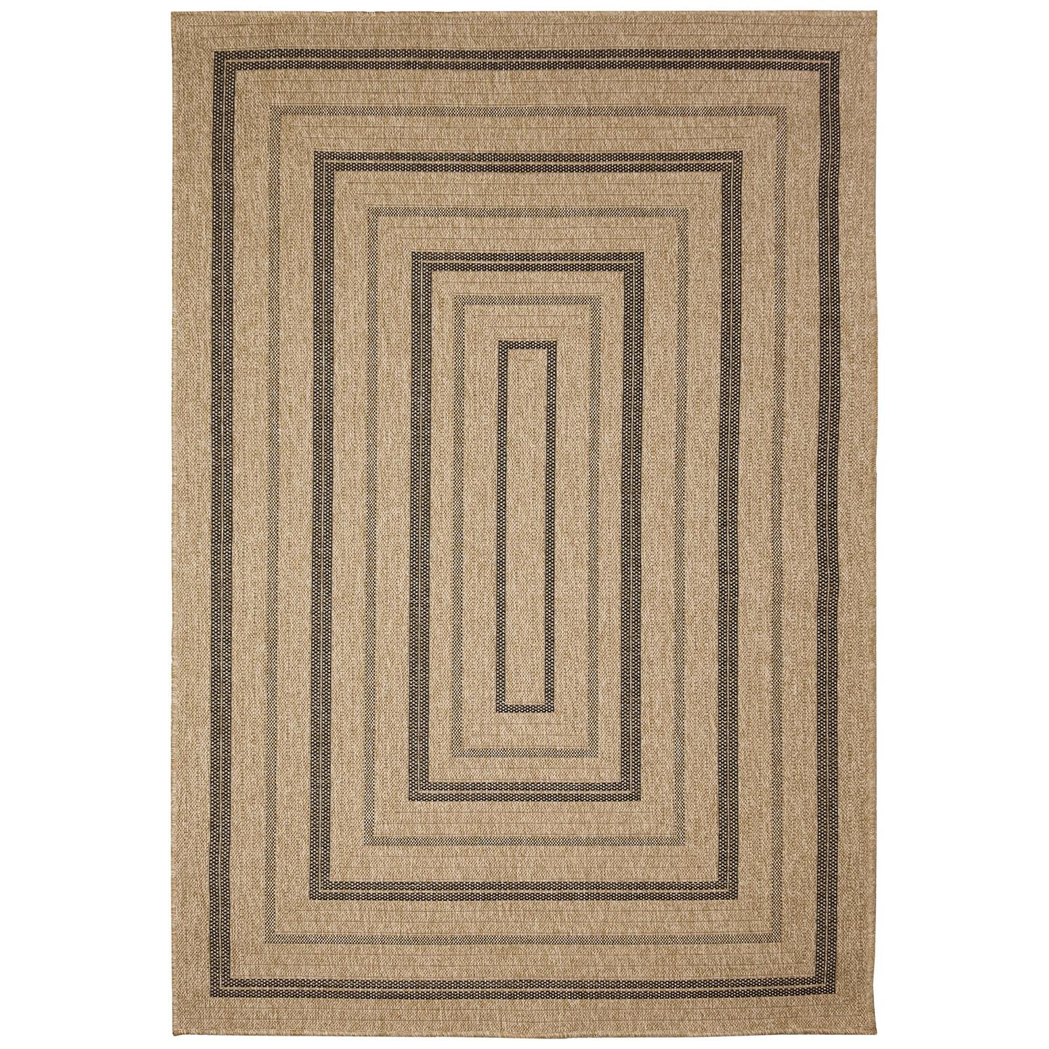 Liora Manne Sahara Low Profile  Easy Care Woven Weather Resistant Rug- Multi Border Natural  Product Image