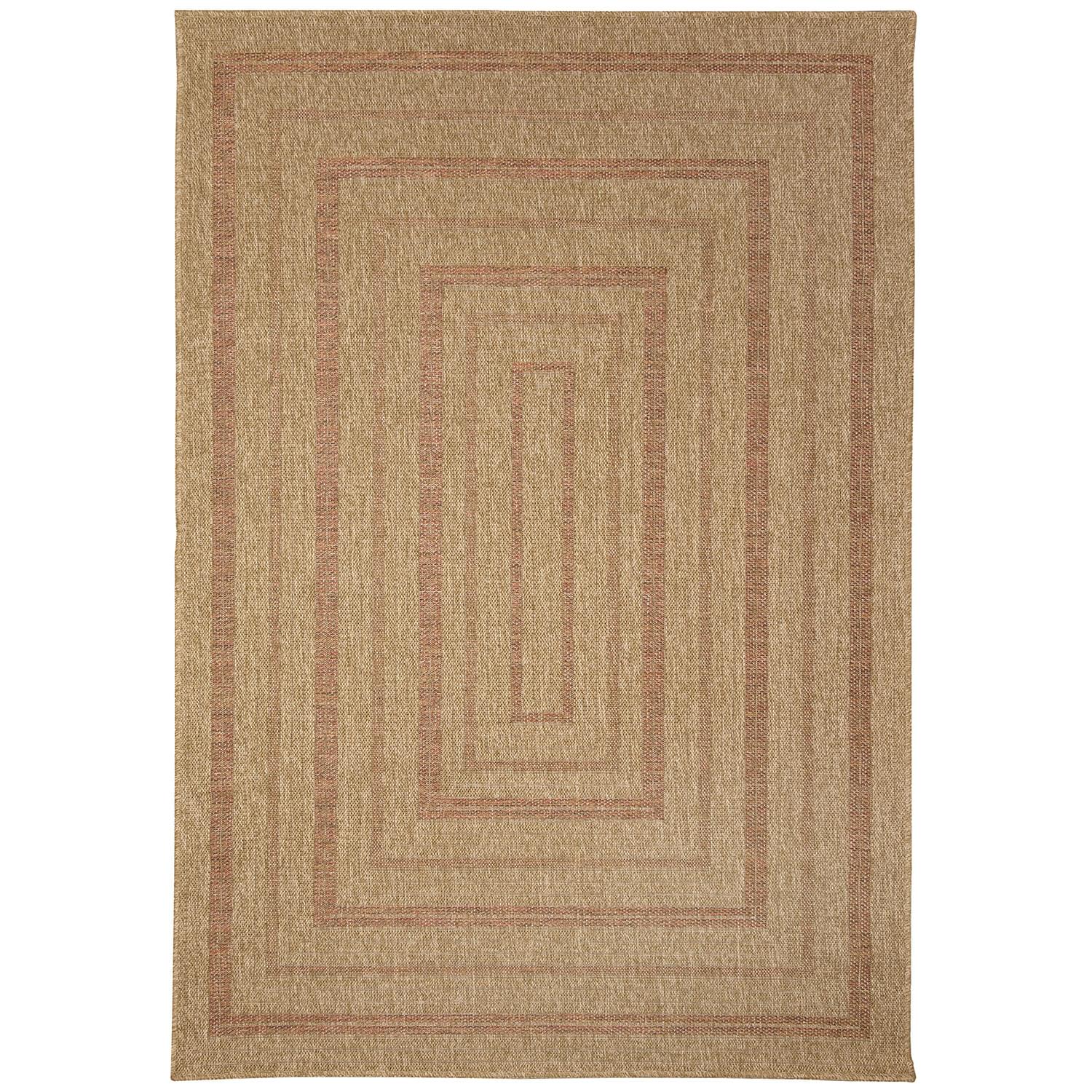 Liora Manne Sahara Low Profile  Easy Care Woven Weather Resistant Rug- Multi Border Terracotta  Product Image