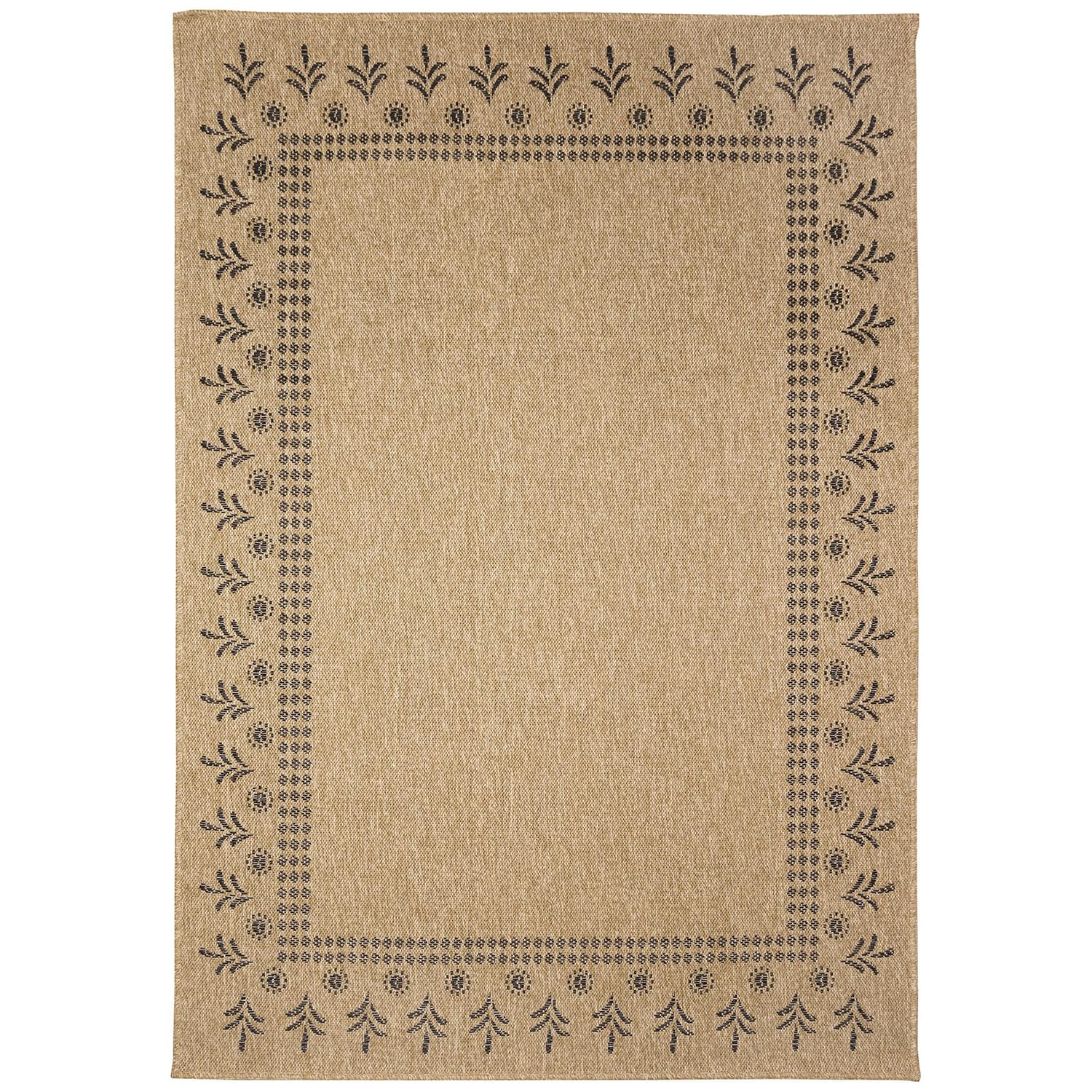 Liora Manne Sahara Low Profile  Easy Care Woven Weather Resistant Rug- Block Print Border Natural  Product Image
