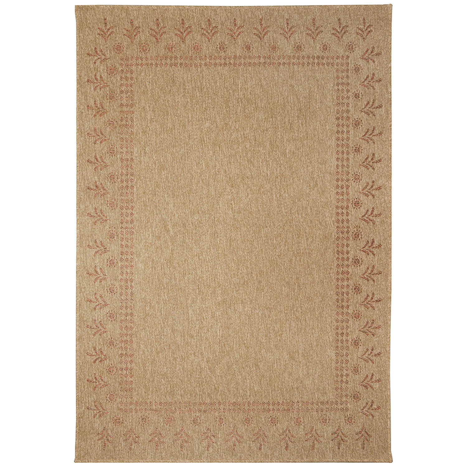 Liora Manne Sahara Low Profile  Easy Care Woven Weather Resistant Rug- Block Print Border Terracotta Product Image