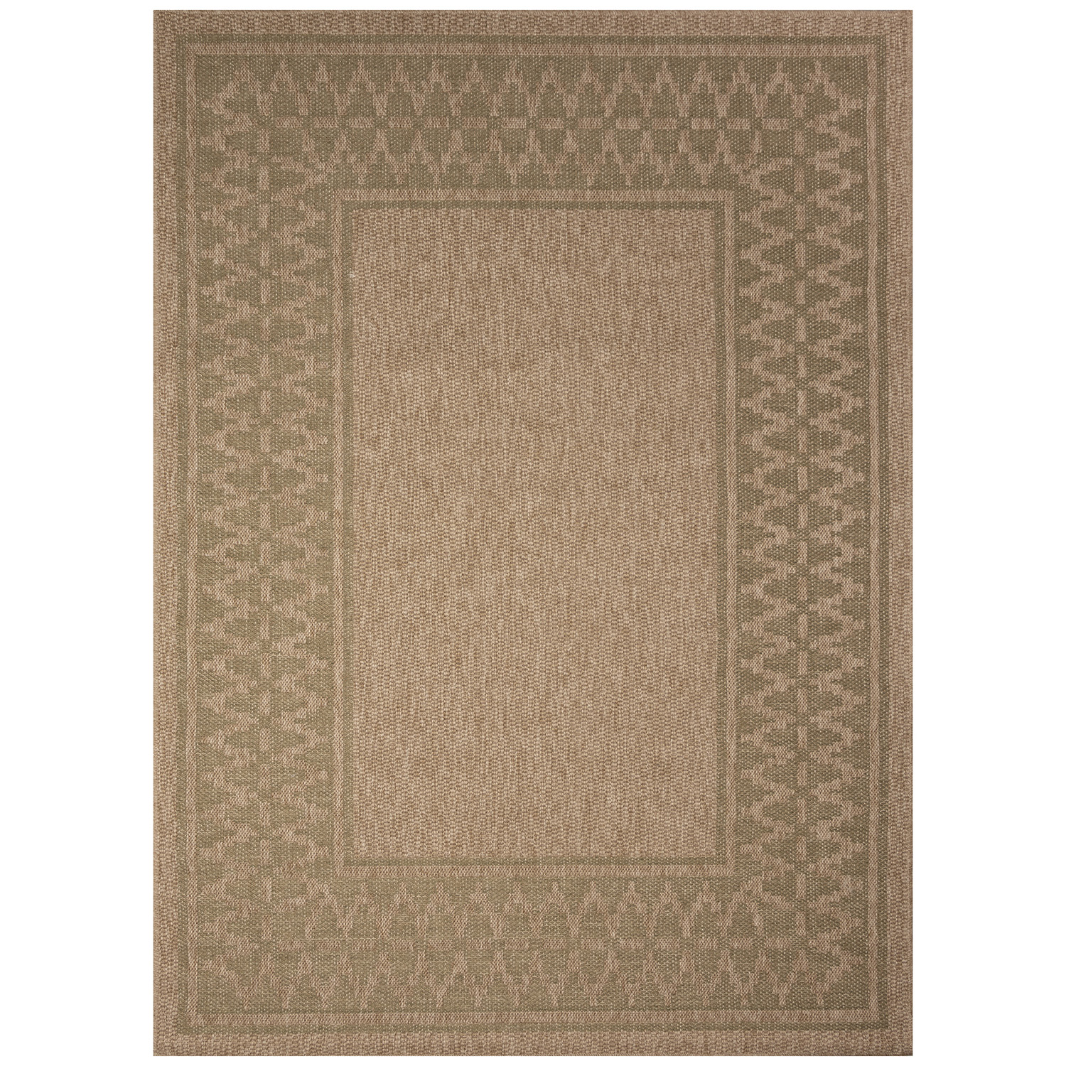 Liora Manne Sahara Low Profile  Easy Care Woven Weather Resistant Rug- Diamond Border Green  Product Image