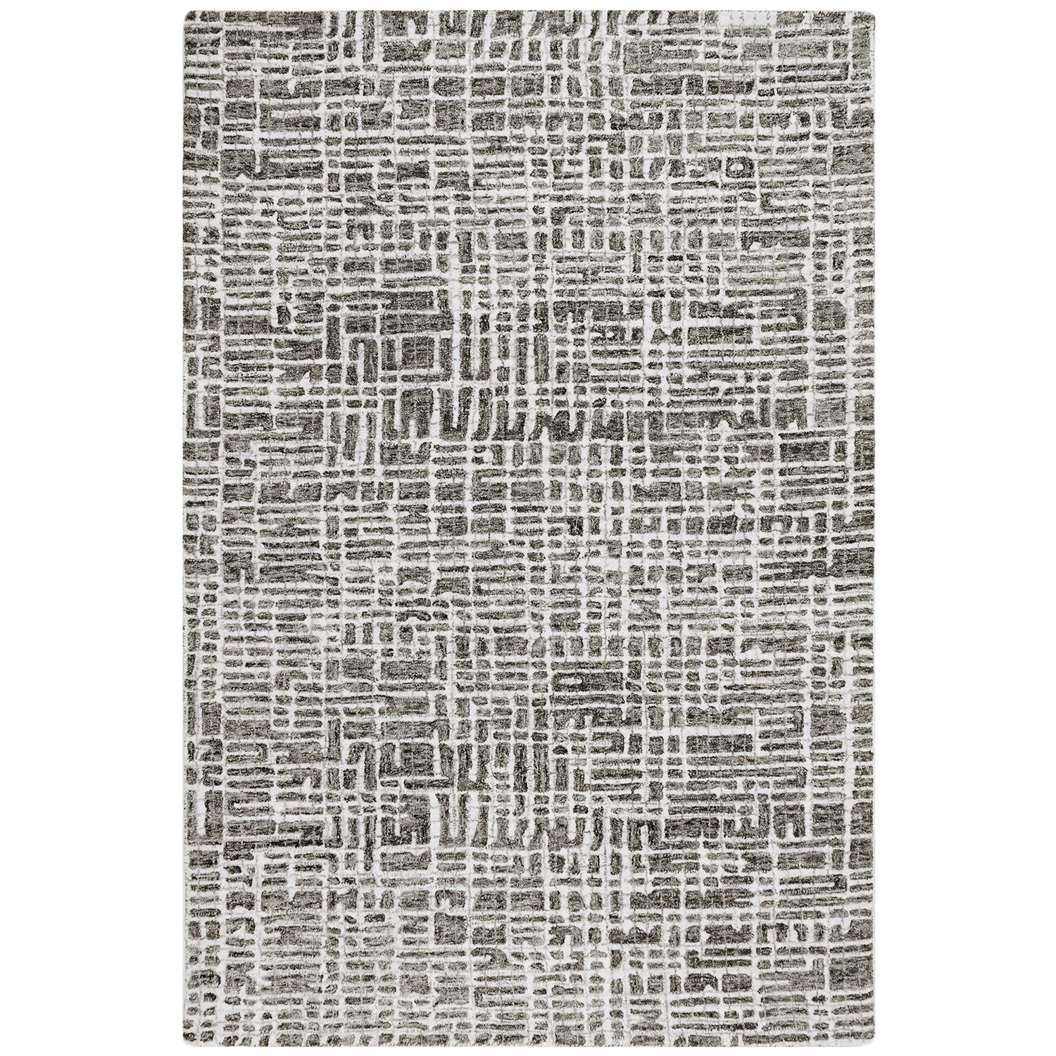 Liora Manne Savannah Plush Wool  Rectangular Indoor Rug-Abstract, Grid Charcoal  Product Image