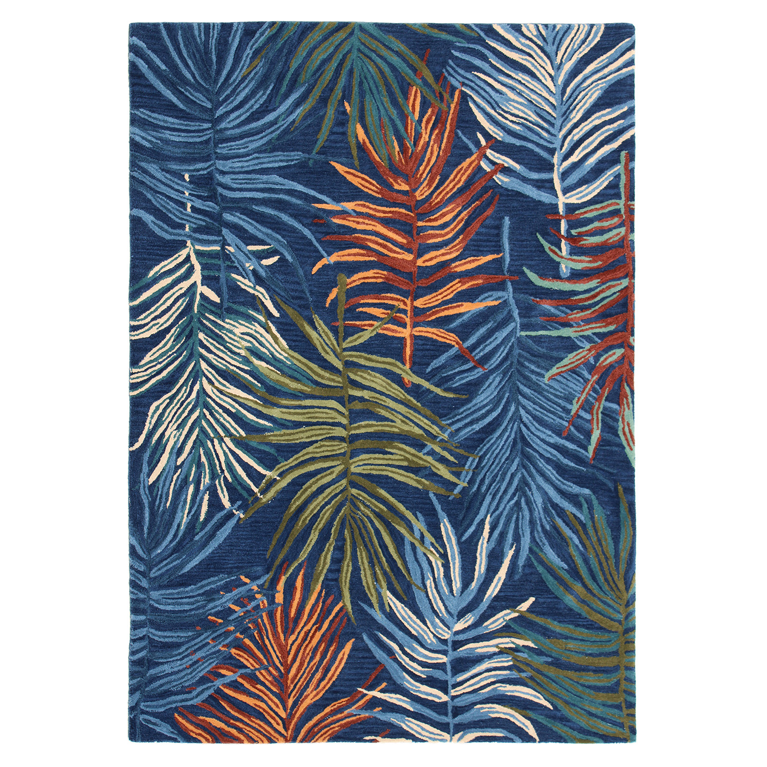 Liora Manne Tivoli Plush Wool  Rectangular Indoor Rug-Botanical, La Palma Navy  Product Image