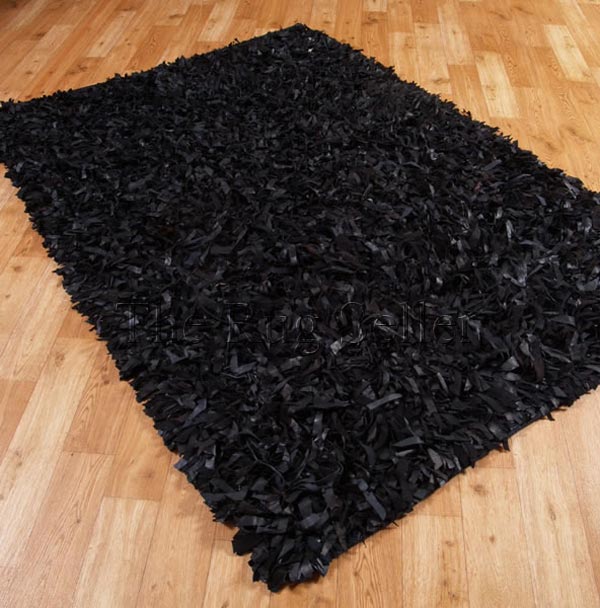 Name:Deluxe Leather Shag Black 4' x 6' Rug, Item id:clr_dlxlthrblack_4x6 (Medium Image)