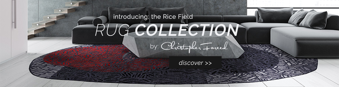 Introducing Rice Field: designer Christopher Fareed's newest collection of handmade luxury odd shaped rugs. Discover the rug collection now.