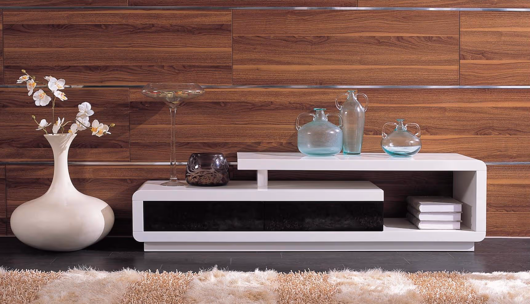 D3033 Modern White and Black TV Stand from the Tables collection at Modern Area Rugs D3033 Modern White and Black TV Stand from the Tables collection at Modern Area Rugs