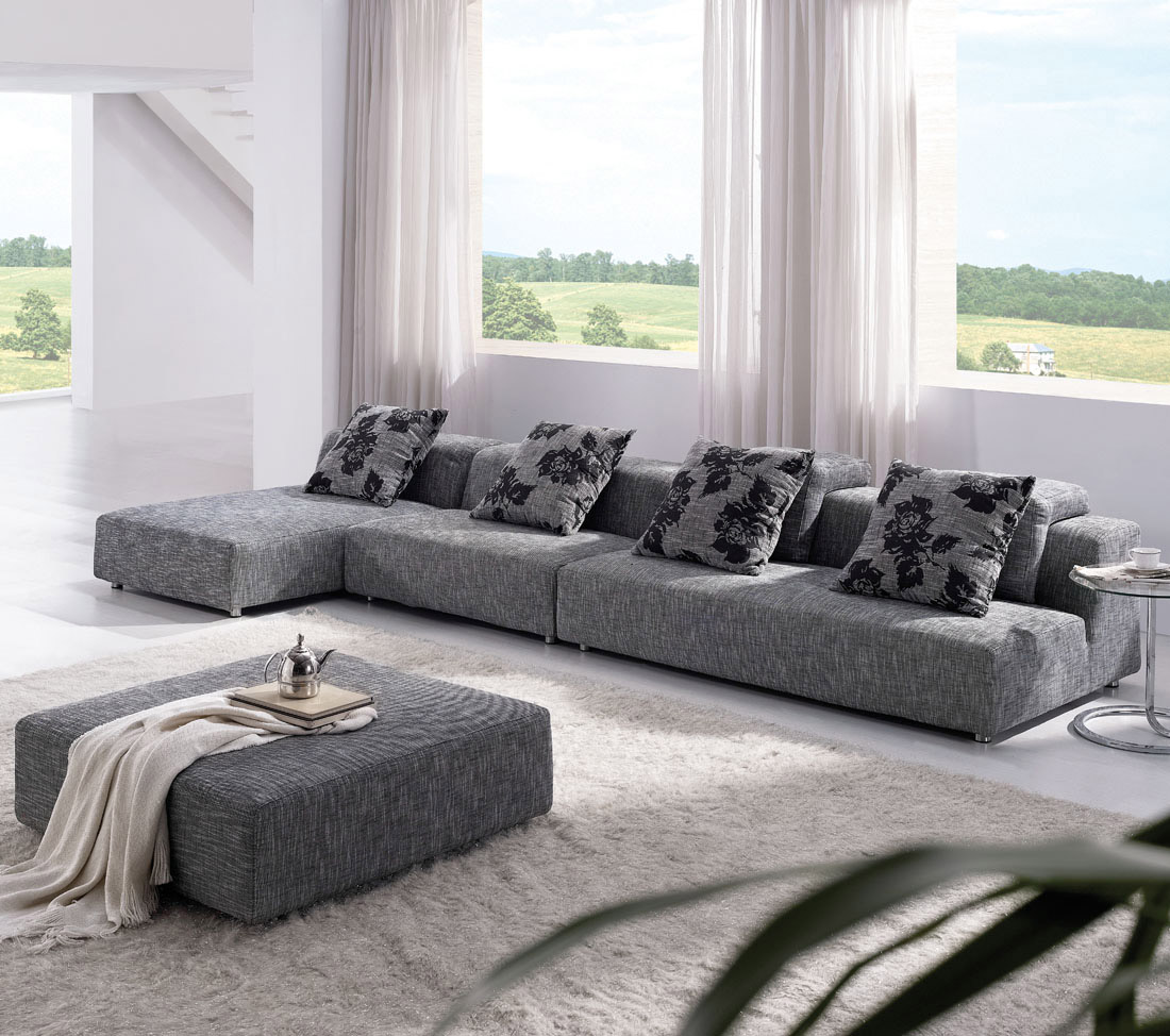 Modern Zebrano Fabric Sectional Sofa