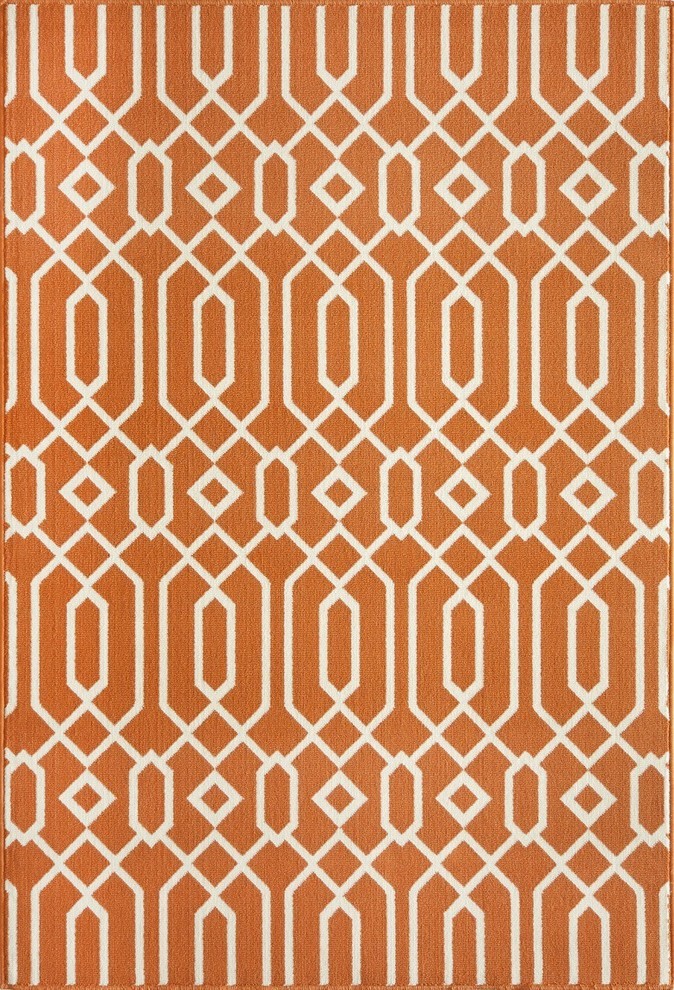 Modern Loom Baja BAJ3 Orange Abstract Outdoor Rug from the Outdoor