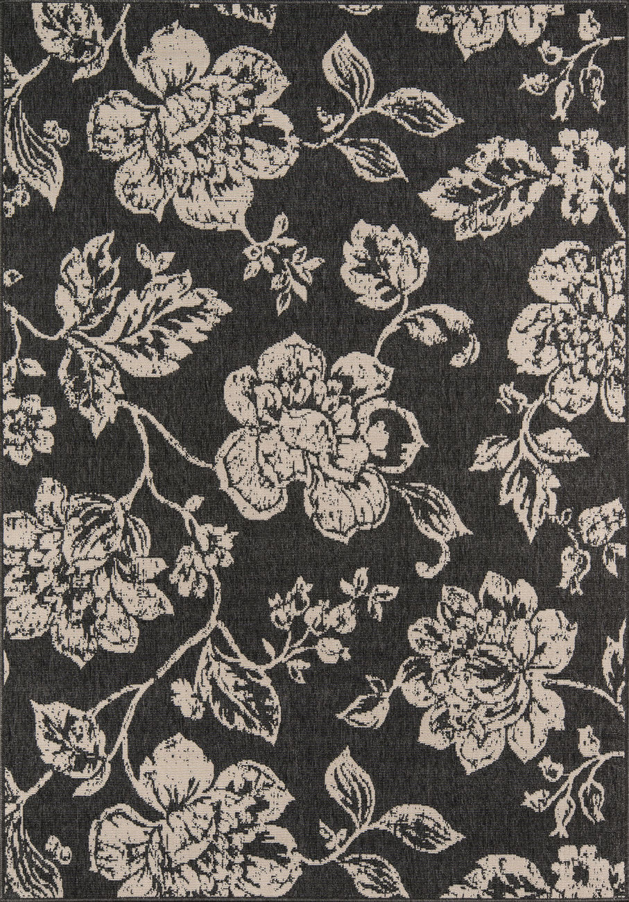 Momeni Baja BAJ18 Black Floral Outdoor Rug from the Outdoor Rugs