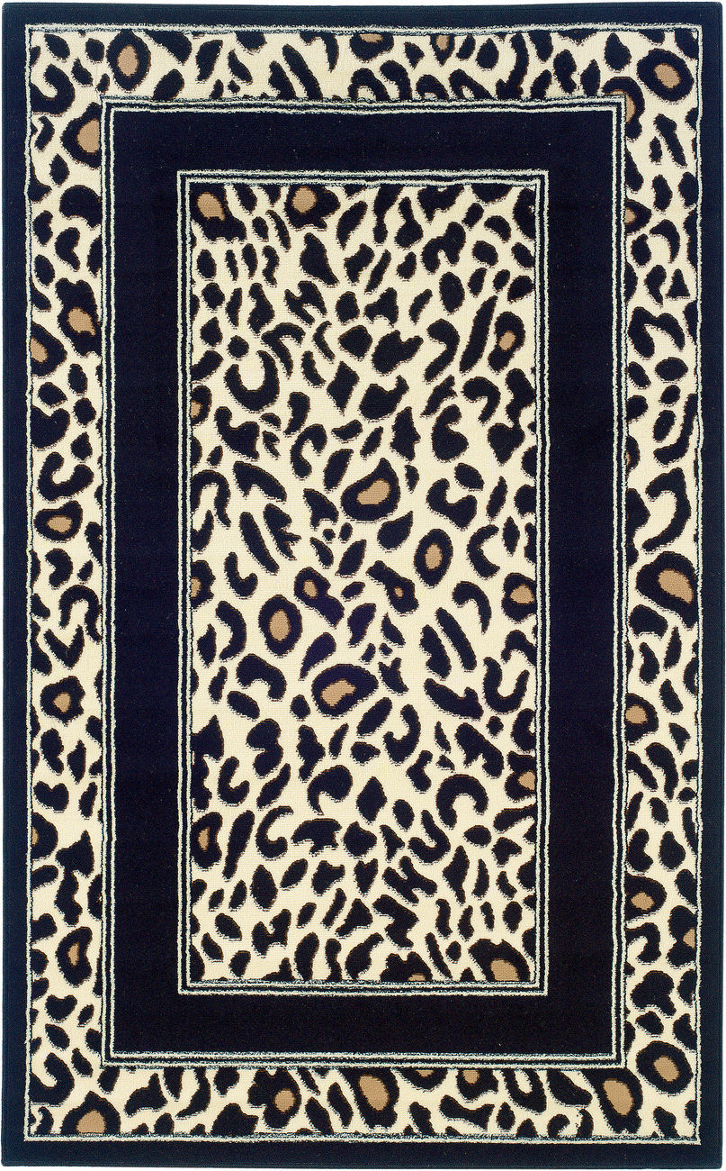 Linon Blue Animal Print Rug from the Animal Print Rugs collection at