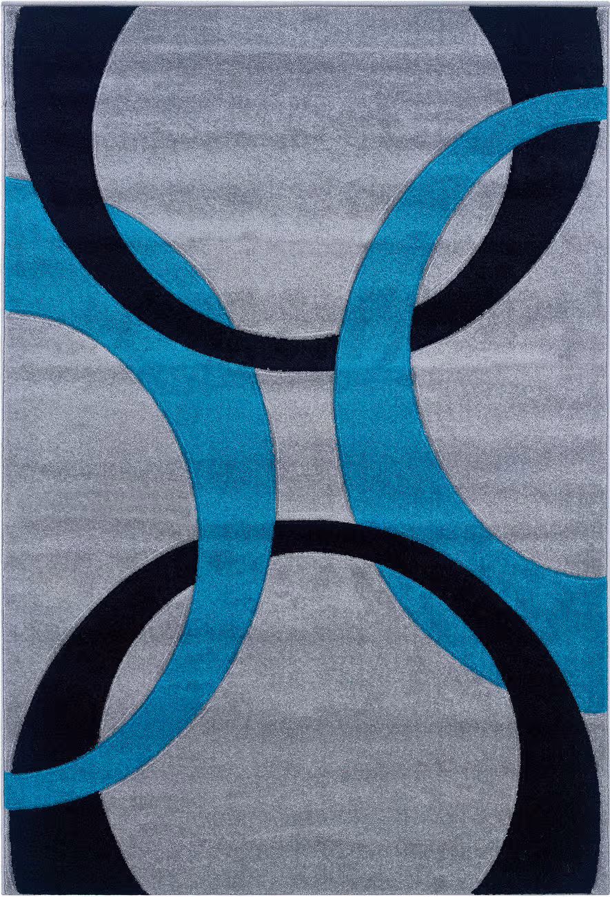Linon Blue Patterned Hilo Rug