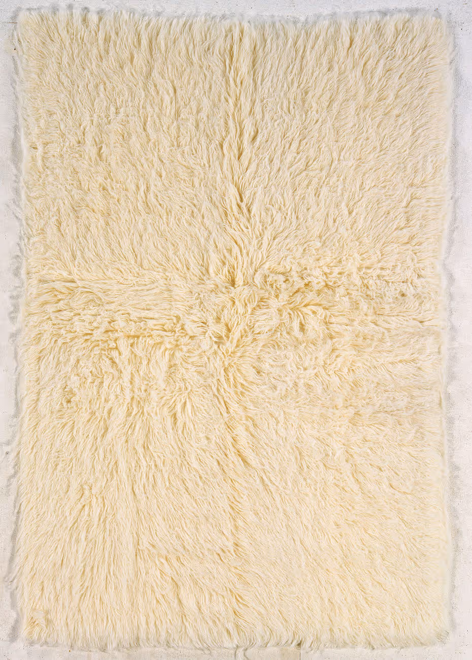 Linon White Shag Wool Rug 2