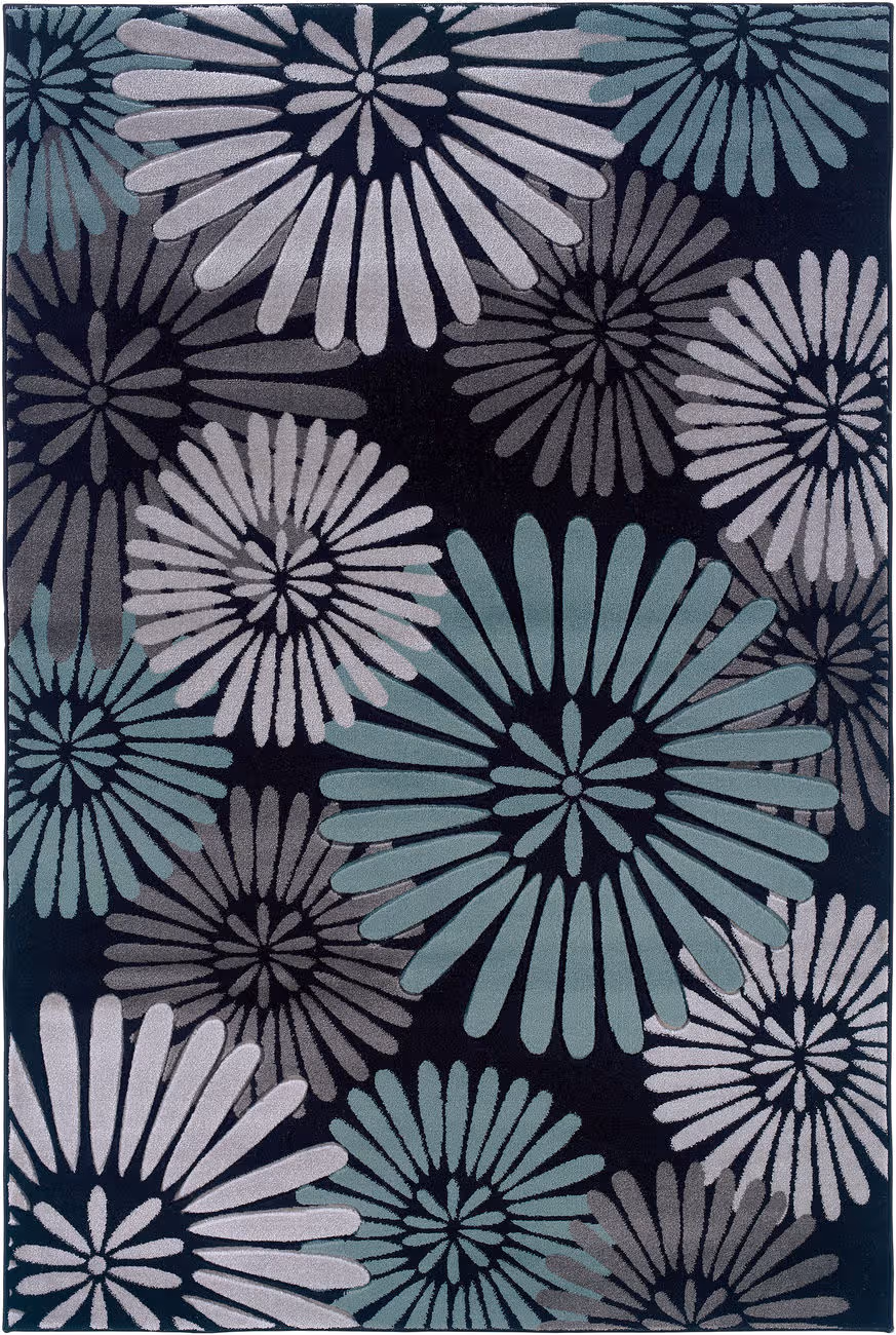 Linon Blue Floral Rug