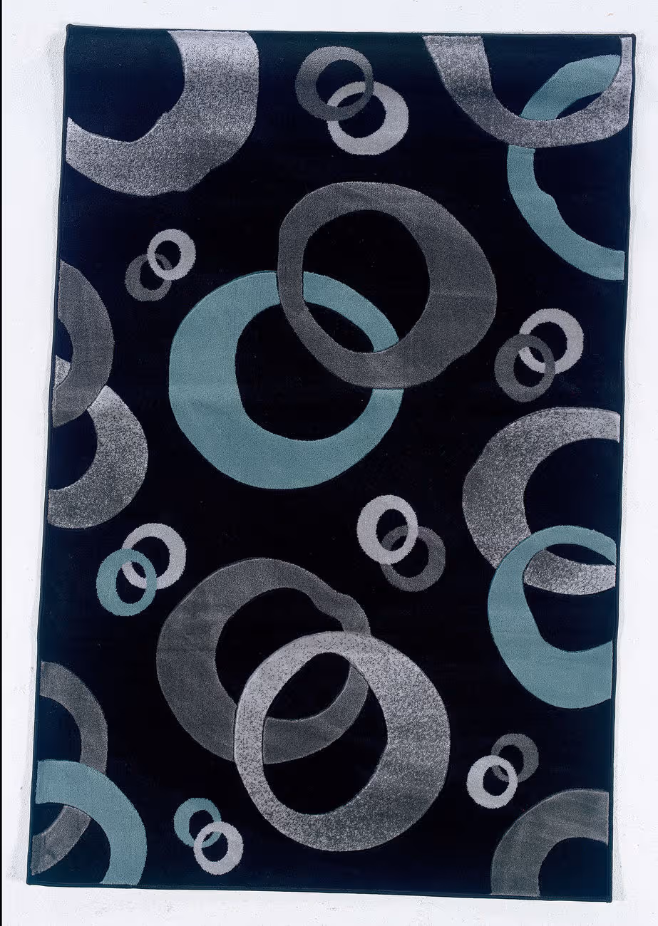 Linon Black Patterned Rug