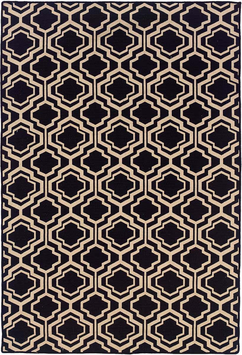 Linon Black Patterned Reversible Rug