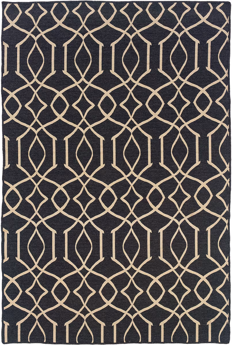 Linon Black Patterned Reversible Rug 3