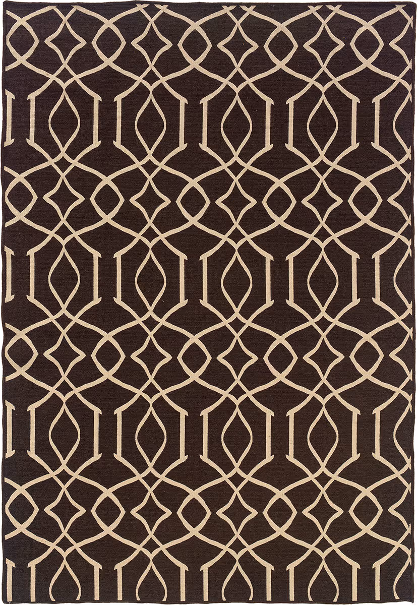 Linon Brown Patterned Reversible Rug