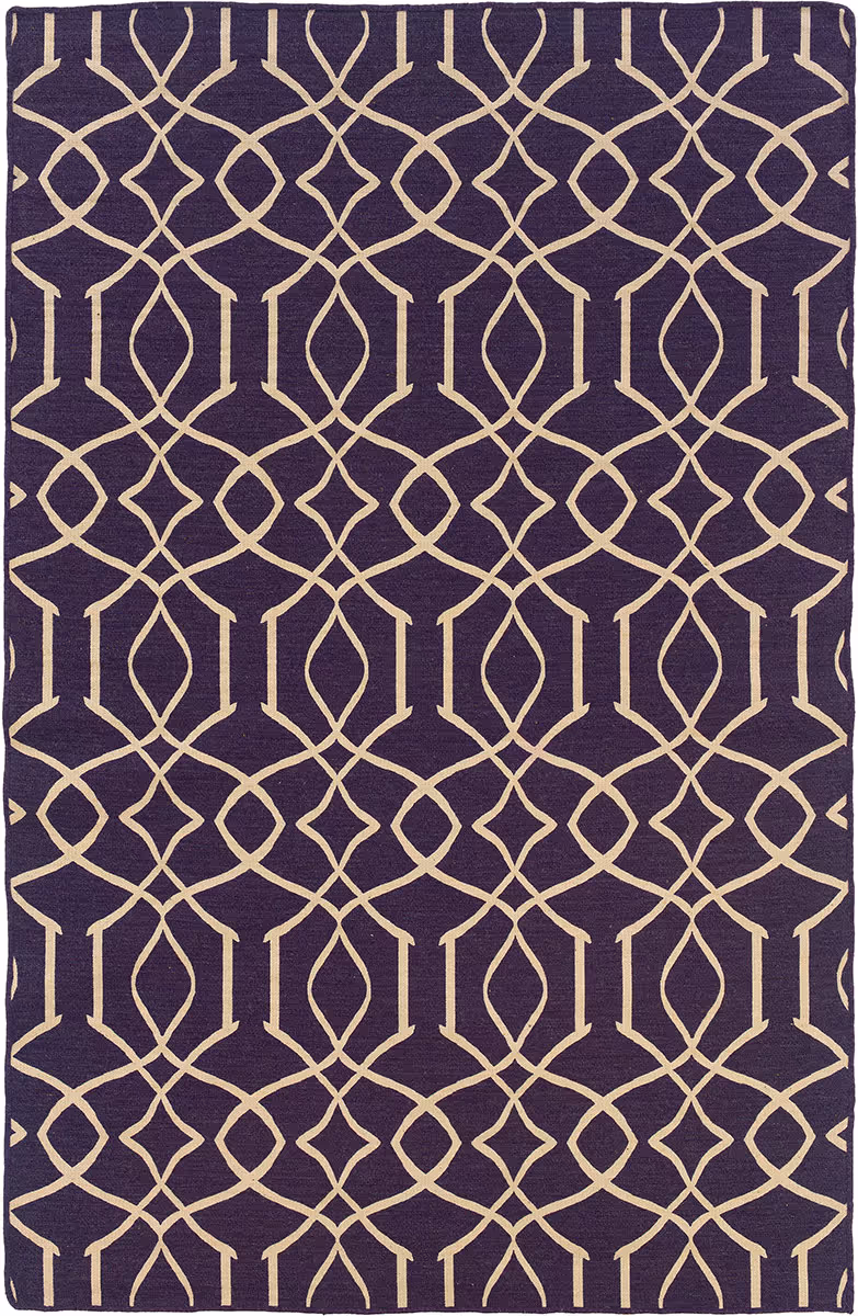 Linon Purple Patterned Reversible Rug 3