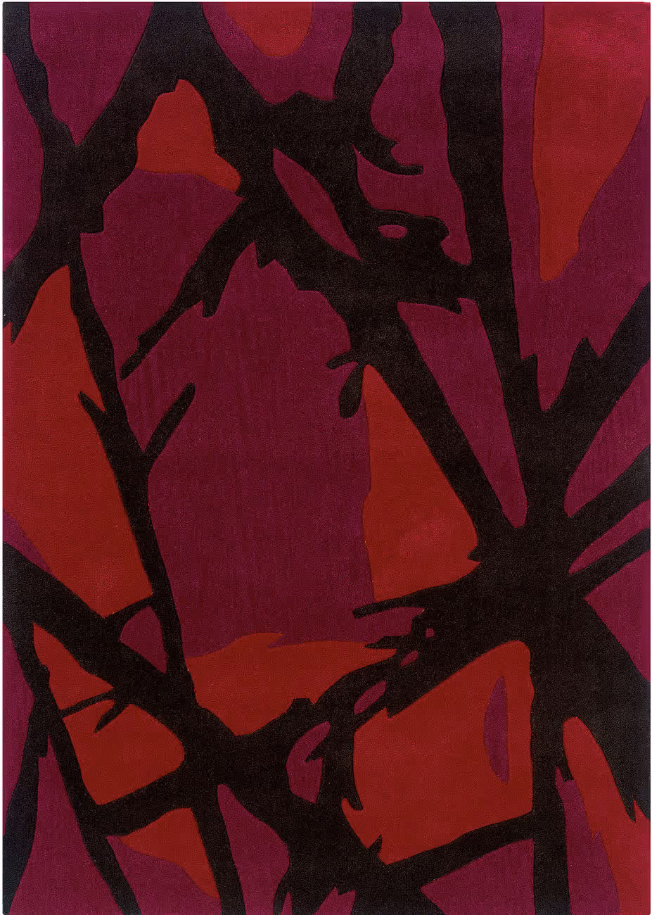 Linon Red Abstract Rug 2