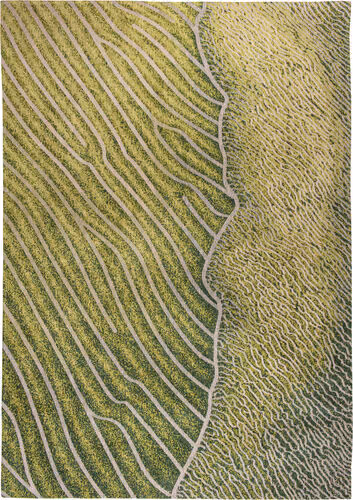 Louis De Poortere Waves - Shores Green Flatweave Cotton Rug Product Image