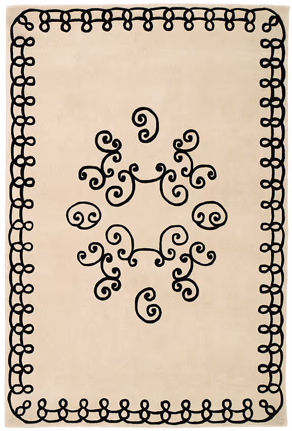 M&M White Designer Patterned Rug 5