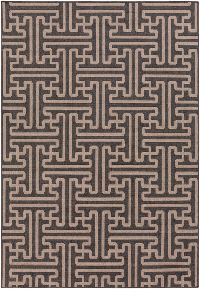 Surya Alfresco ALF-9604 Black Patterned Outdoor Rug