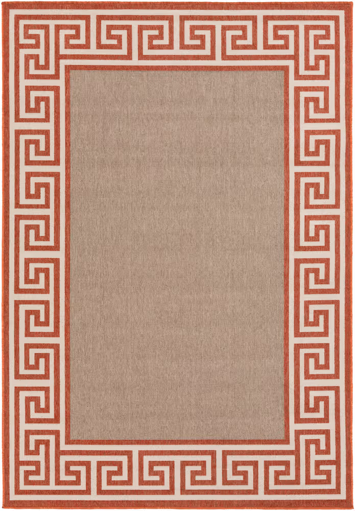 Surya Alfresco ALF-9628 Rust Bordered Outdoor Rug