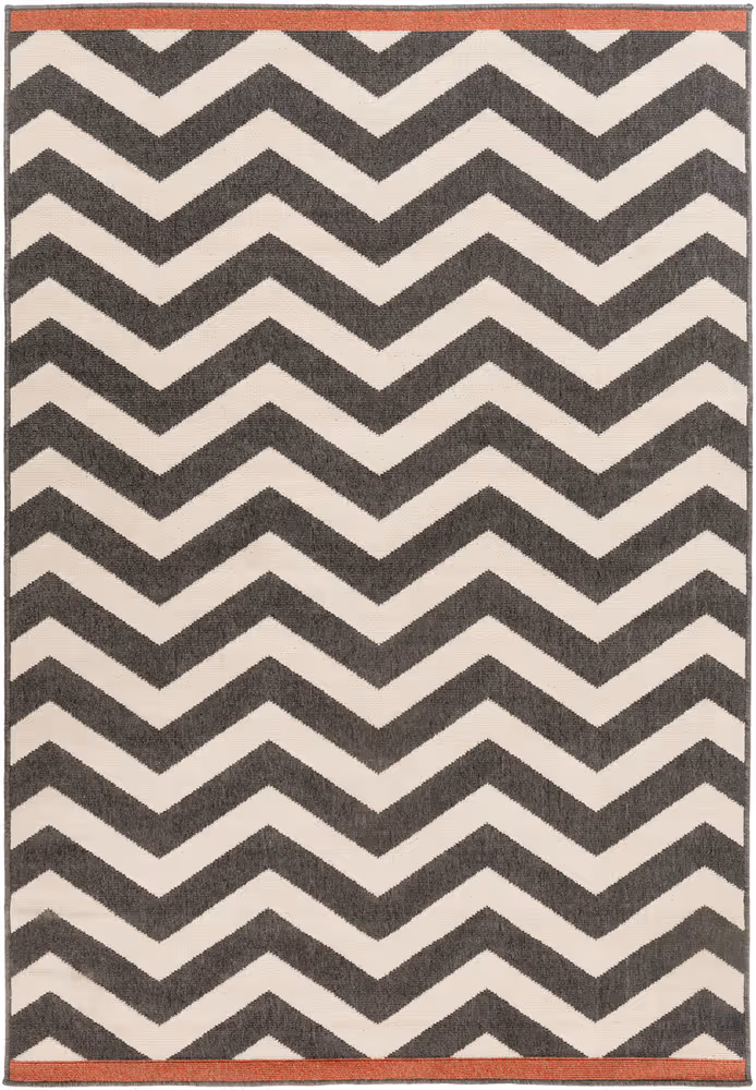 Surya Alfresco ALF-9646 Black Synthetic Striped Rug