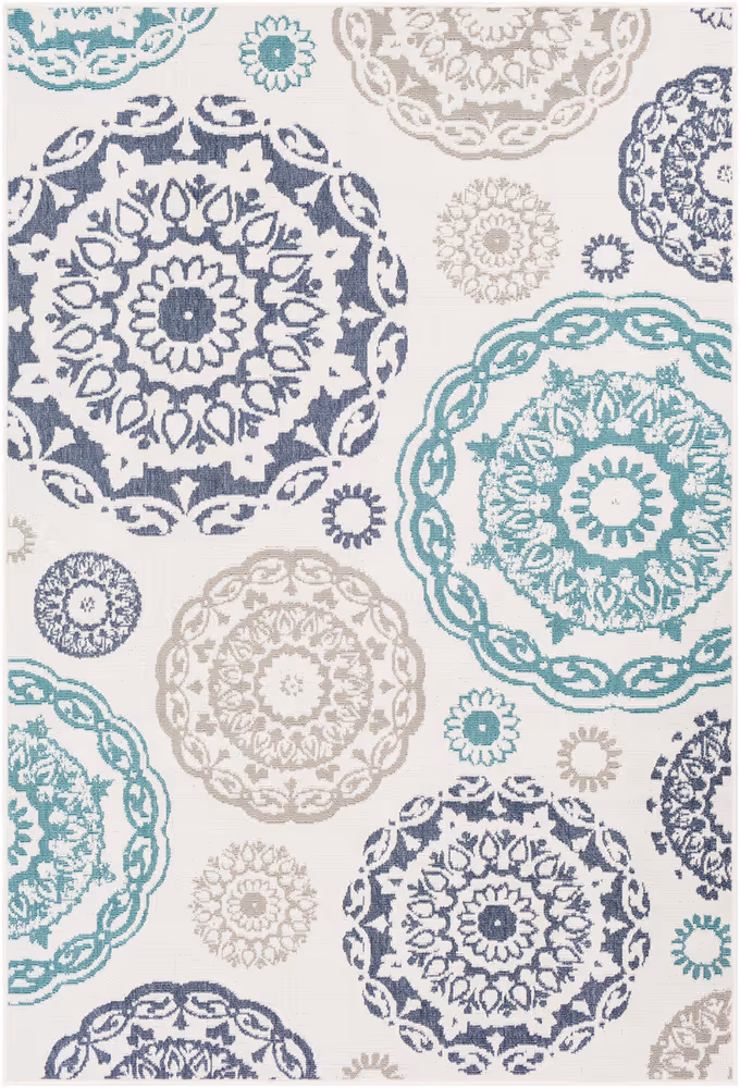 Surya Alfresco ALF-9665 Teal Synthetic Outdoor Rug