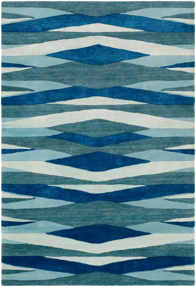 Artist Studio ART-253 Bright Blue Abstract Wool Rug