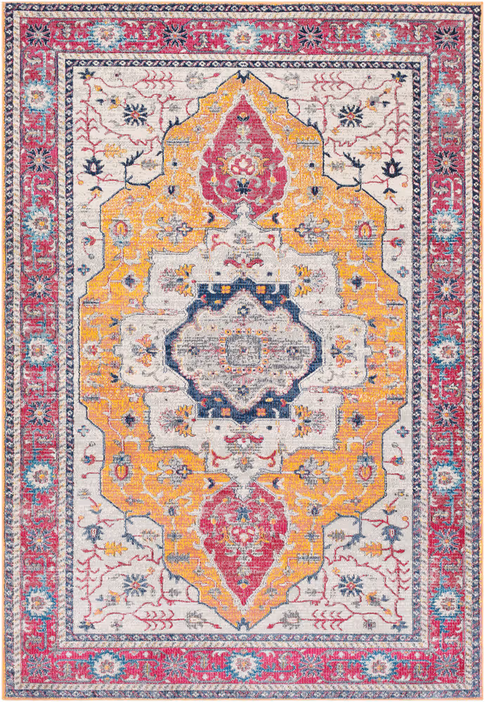 Surya Aura Silk ASK-2323 Bright Pink Synthetic Bordered Rug