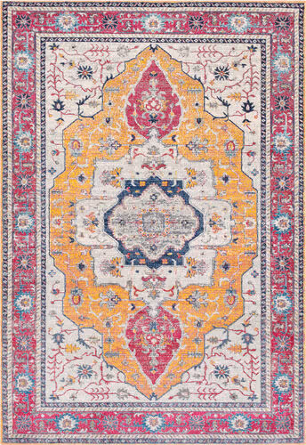 Surya Aura Silk ASK-2323 Bright Pink Synthetic Bordered Rug Product Image