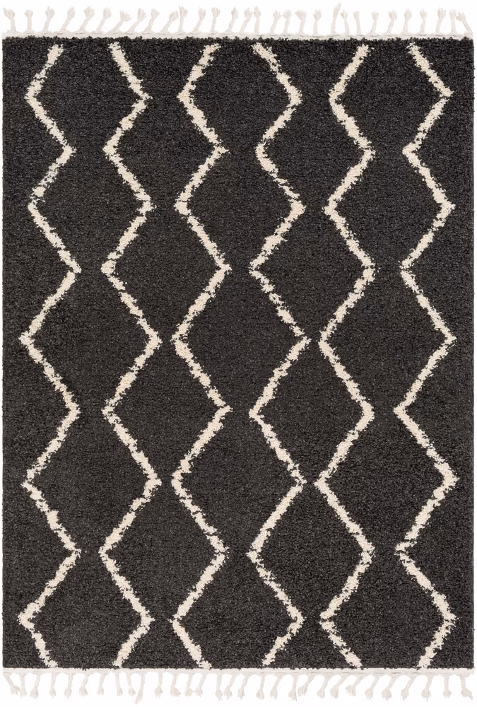 Surya Berber Shag BBE-2306 Charcoal Patterned Shag Rug