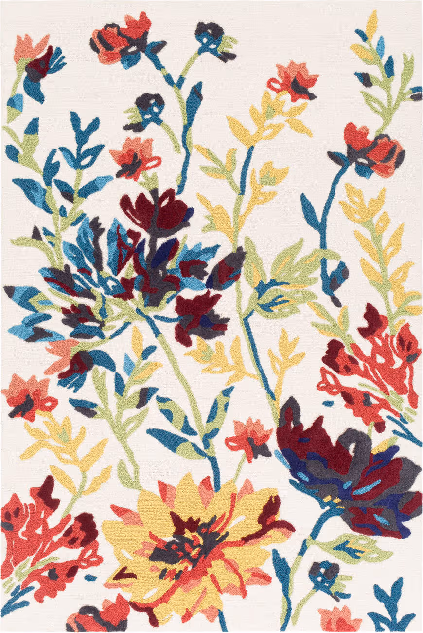 Surya Botanical BCN-1003 Yellow Synthetic Floral Rug
