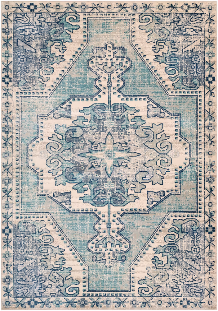Surya Bohemian BOM-2301 Teal Synthetic Abstract Rug