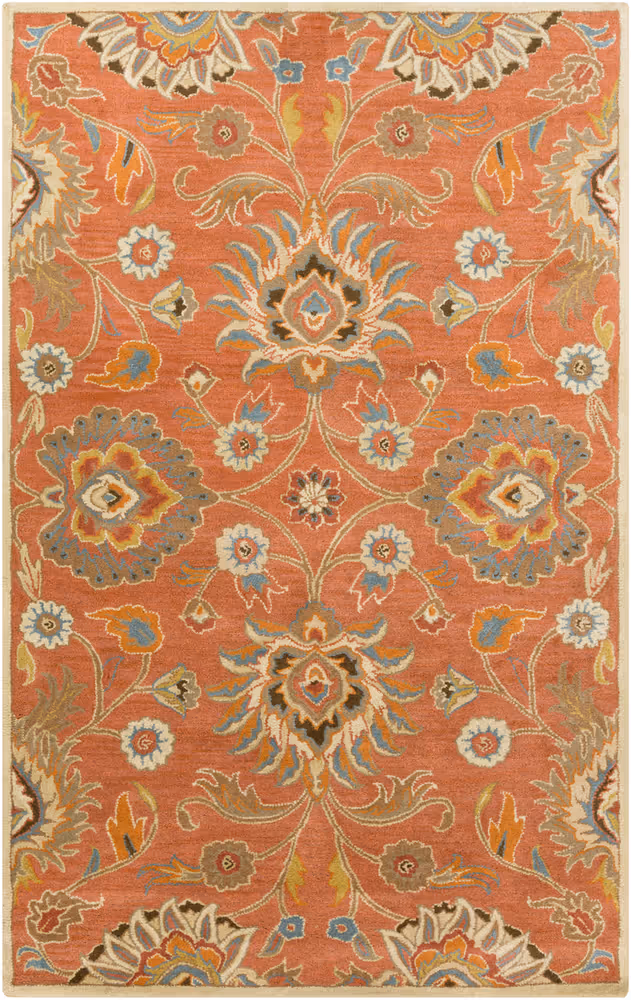 Surya Caesar CAE-1107 Burnt Orange Floral Wool Rug