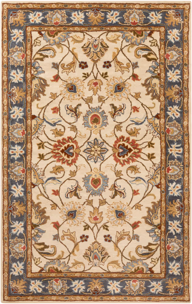 Surya Caesar CAE-1125 Bright Yellow Bordered Floral Rug