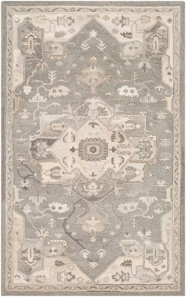 Surya Caesar CAE-1196 Charcoal Patterned Floral Rug