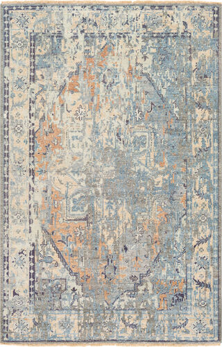 Cappadocia CPP-5027 Denim Bordered Silk Rug Product Image