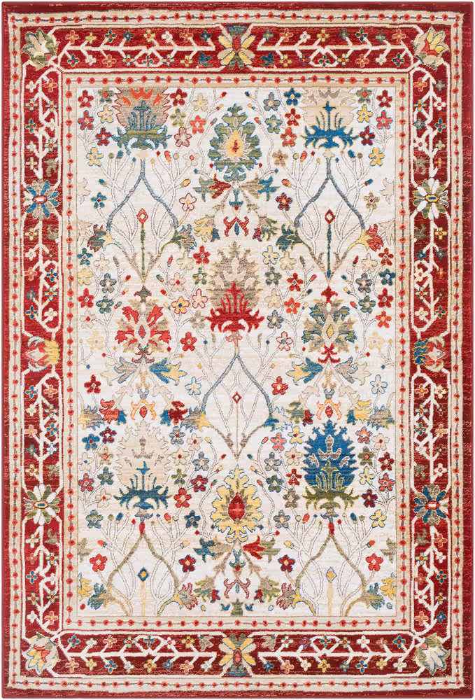 Surya Crafty CRT-2309 Dark Red Synthetic Floral Rug