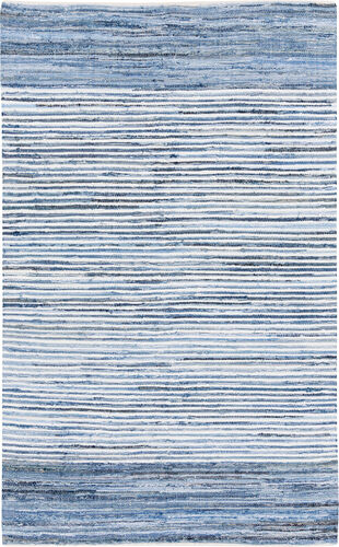 Surya Denim DNM-1001 Bright Blue Cotton Striped Rug Product Image