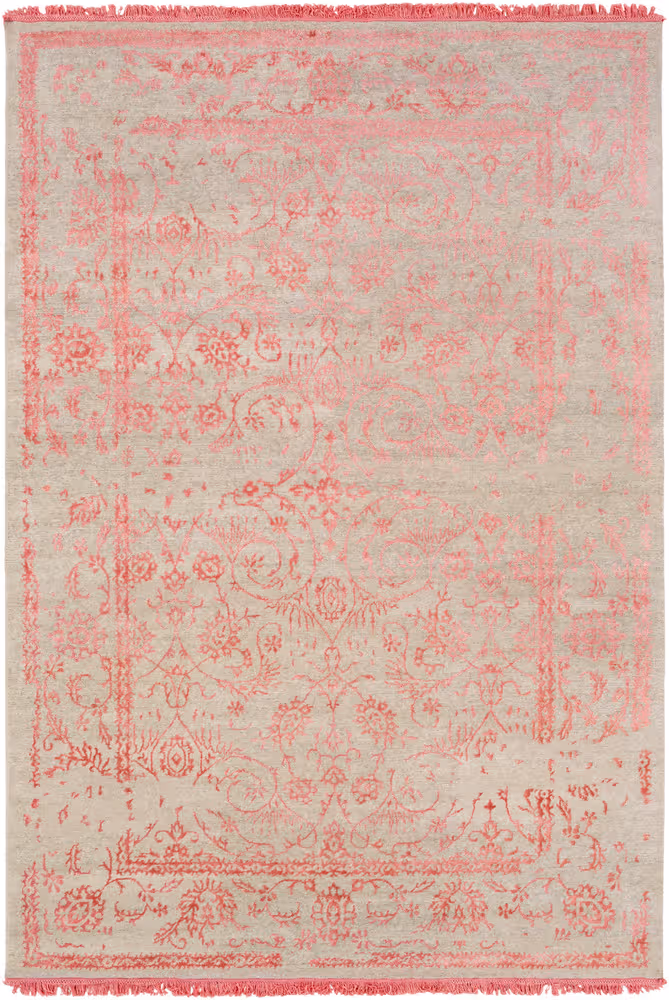 Surya Evanesce ESC-5001 Coral Bordered Silk Rug