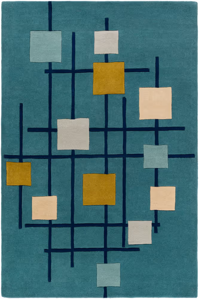 Surya Forum FM-7201 Teal Wool Abstract Rug